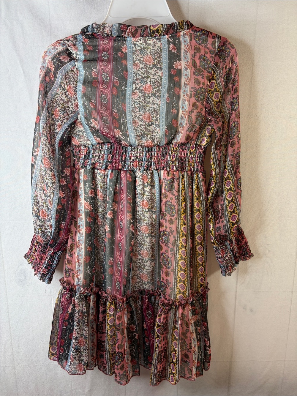 Rare Editions Boho Floral Metallic Tiered Dress Magenta Girls Size 8 NWT - Picture 11 of 11